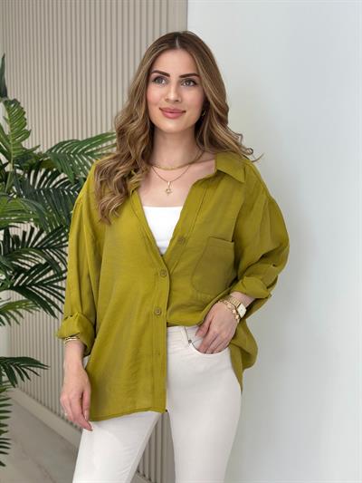 Bambu Salaş Gömlek Yağ Yeşili