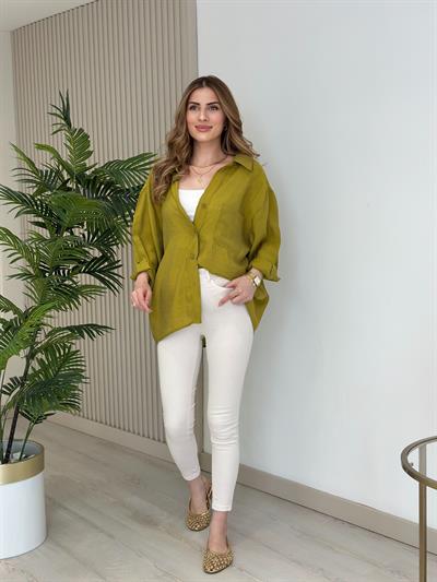 Bambu Salaş Gömlek Yağ Yeşili