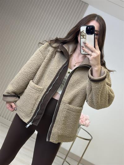 Bej Teddy Kahve Biyeli Mont 