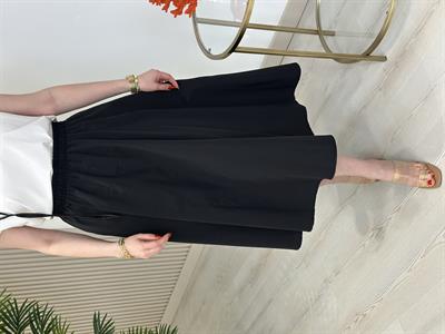 Beli Lastikli Cepli Poplin Kumaş Etek Siyah