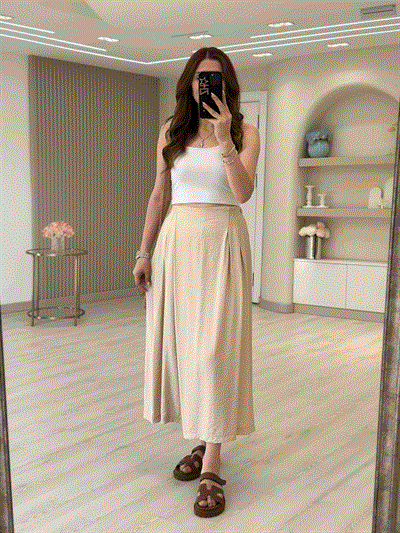 Beli Lastikli Etek Pantolon Bej