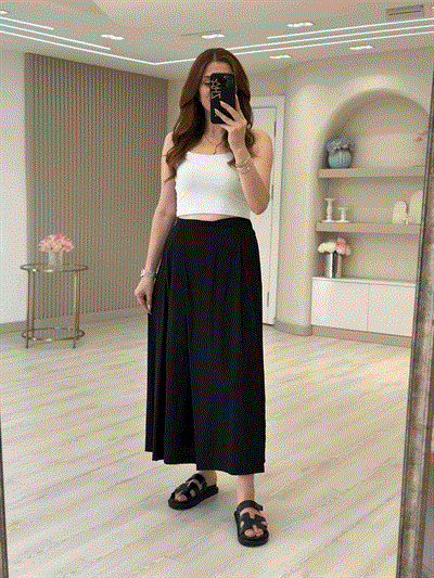 Beli Lastikli Etek Pantolon Siyah