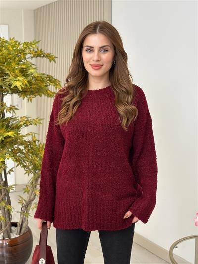 Bisiklet Yaka Teddy Kazak Bordo