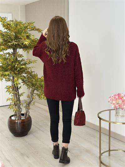 Bisiklet Yaka Teddy Kazak Bordo