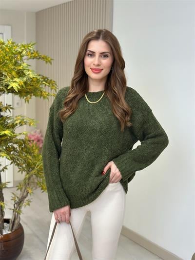 Bisiklet Yaka Teddy Kazak Yeşil