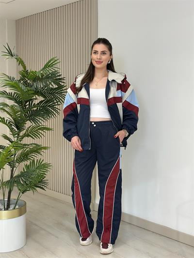 Bordo Lacivert Yağmurluk Takım