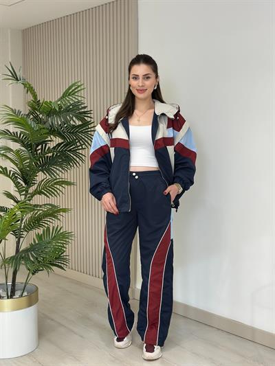 Bordo Lacivert Yağmurluk Takım