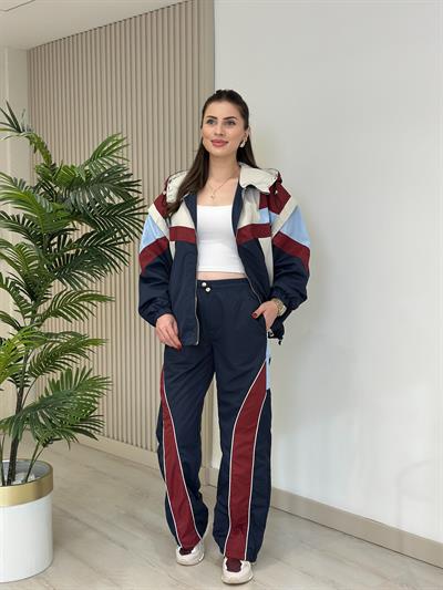 Bordo Lacivert Yağmurluk Takım