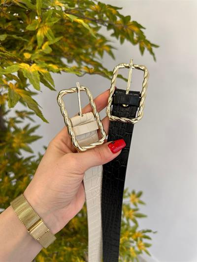 Burgu Tokalı Bej Kemer