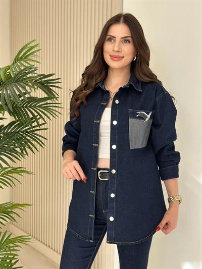 Cebi Kuş Detaylı Kot Ceket