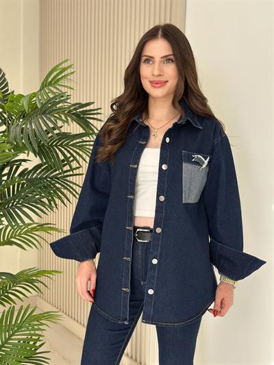 Cebi Kuş Detaylı Kot Ceket