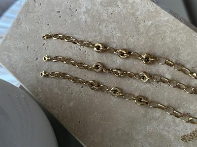 Çelik Boncuklu Zincir Bileklik Gold