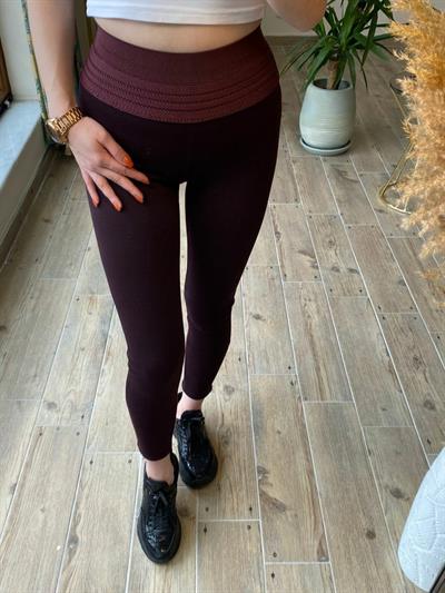 Çelik Örme Korseli Tayt Mürdüm