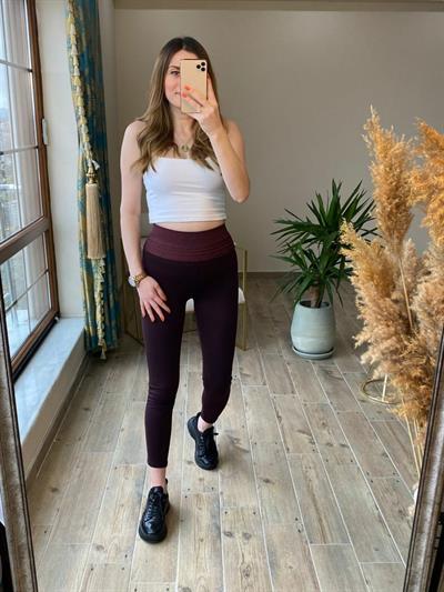 Çelik Örme Korseli Tayt Mürdüm