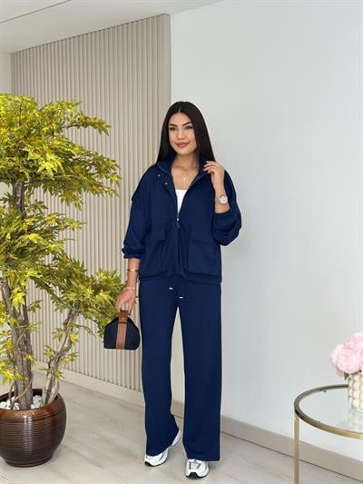 Cepli Ceketli Modal Kumaş Eşofman Takımı Lacivert