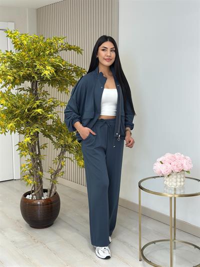 Cepli Ceketli Modal Kumaş Eşofman Takımı Antrasit