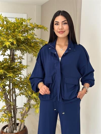 Cepli Ceketli Modal Kumaş Eşofman Takımı Lacivert