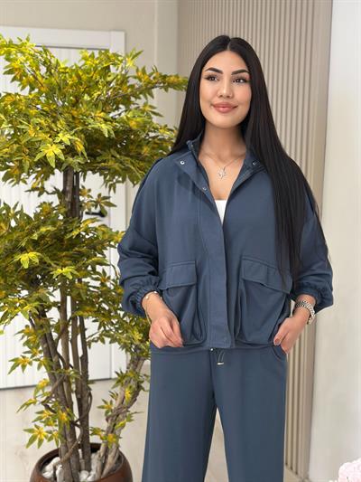 Cepli Ceketli Modal Kumaş Eşofman Takımı Antrasit