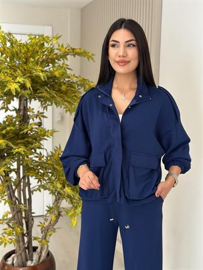 Cepli Ceketli Modal Kumaş Eşofman Takımı Lacivert