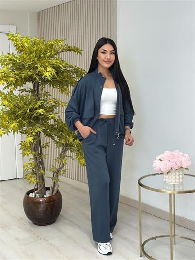 Cepli Ceketli Modal Kumaş Eşofman Takımı Antrasit