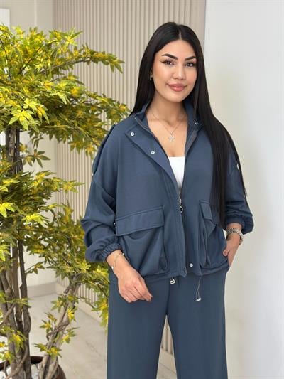 Cepli Ceketli Modal Kumaş Eşofman Takımı Antrasit