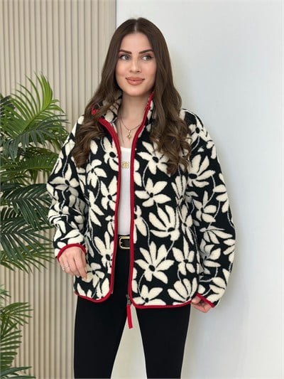 Çiçek Desenli Polar Sweatshirt