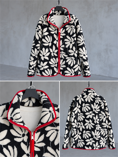 Çiçek Desenli Polar Sweatshirt