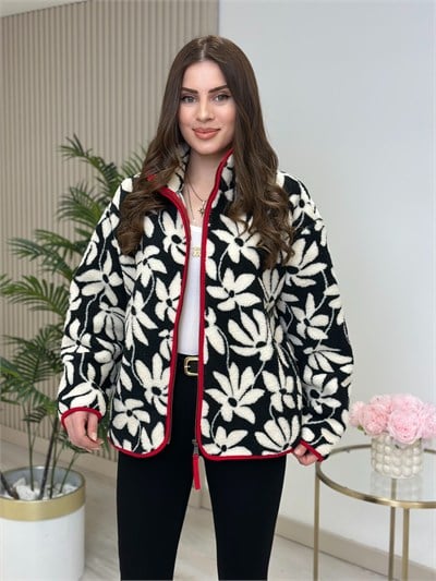 Çiçek Desenli Polar Sweatshirt