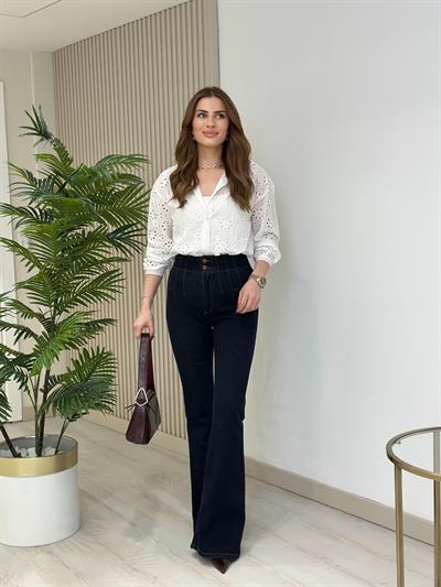 Çiçek Fisto Gömlek Beyaz