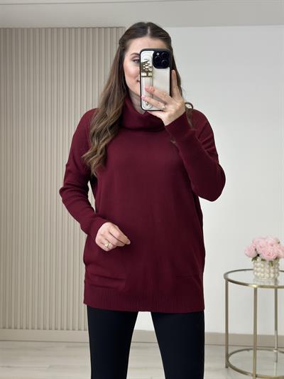 Degaje Yaka Cepli Triko Bordo