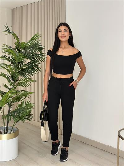 Double Paça Eşofman Altı Siyah