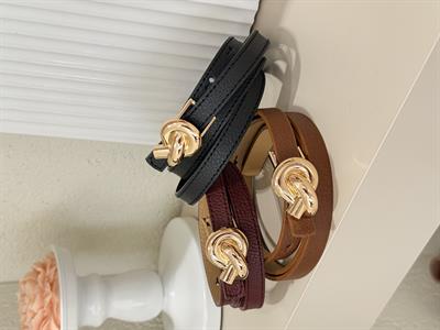 Düğüm Aksesuarlı İnce Kemer Bordo