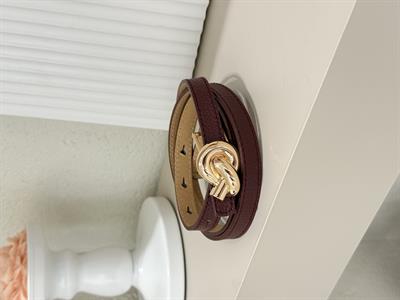 Düğüm Aksesuarlı İnce Kemer Bordo