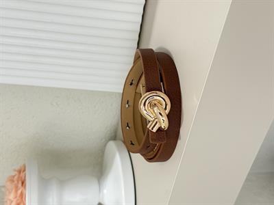 Düğüm Aksesuarlı İnce Kemer Taba