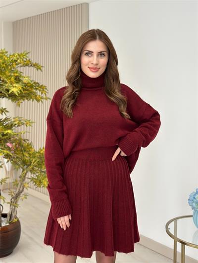 Etekli Triko Takım Bordo