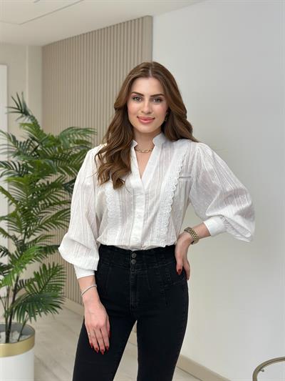 Fisto Detaylı Gömlek Beyaz