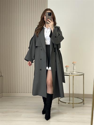 Gabardin Kumaş Premium Trençkot Antrasit