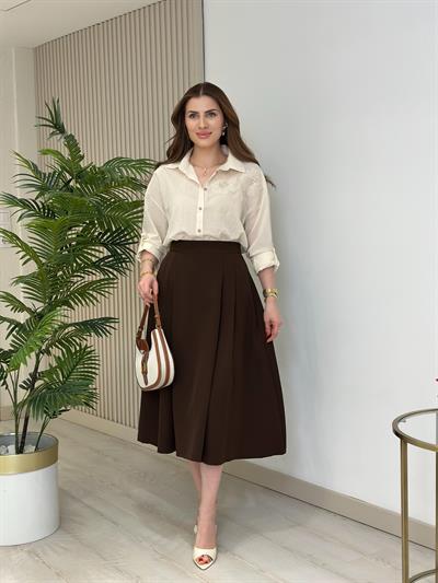 Göğsü Omzu İşlemeli Özel Üretim Rahat Kalıp Gömlek 