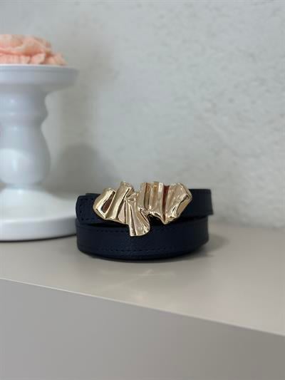 Gold Ayna Tokalı Kemer Lacivert