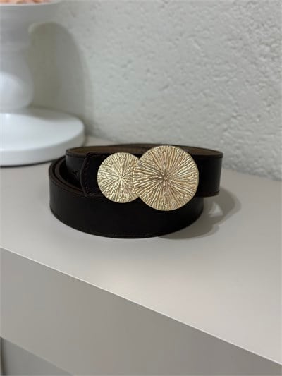 Gold Daire Tokalı Kemer Acı Kahve