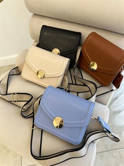 Gold Detaylı Çapraz Askılı Çanta Taba