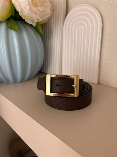 Gold Dikdörtgen Tokalı Kemer Acı Kahve