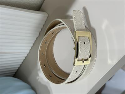 Gold Dikdörtgen Tokalı Kemer Bej