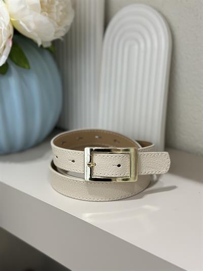 Gold Dikdörtgen Tokalı Kemer Bej