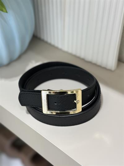 Gold Dikdörtgen Tokalı Kemer Siyah 