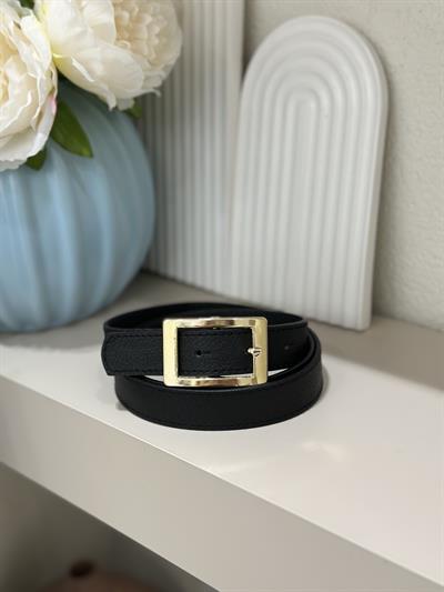 Gold Dikdörtgen Tokalı Kemer Siyah 