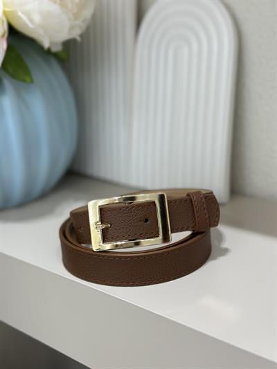 Gold Dikdörtgen Tokalı Kemer Taba