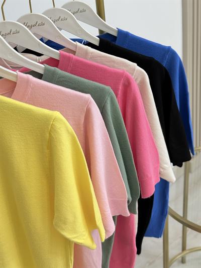 Gold Düğmeli Kısa Kollu Hırka Mint