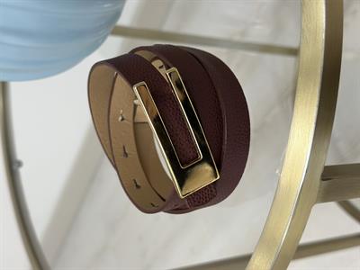 Gold Tokalı Dikdörtgen Kemer Bordo