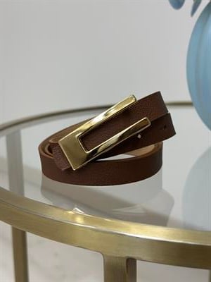 Gold Tokalı Dikdörtgen Kemer Taba